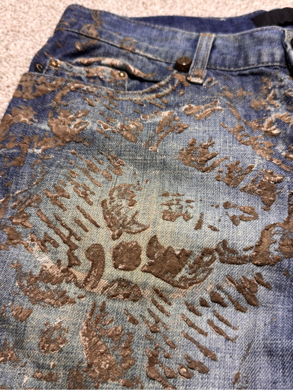 Just Cavalli vintage gold Embellished Women's Jeans size 32/40 - Picture 3 of 9